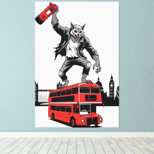 Werewolf canvas for fans of cult movie Werewolves. Afdruk (Insitu (Houten vloer))