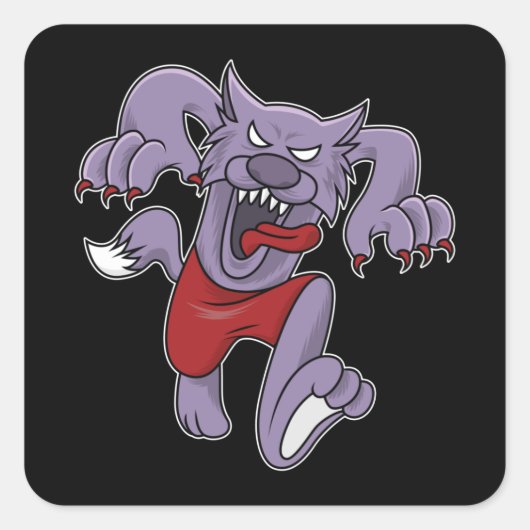 Werewolf cartoon eng weerwolven Halloween Gift Vierkante Sticker (Voorkant)