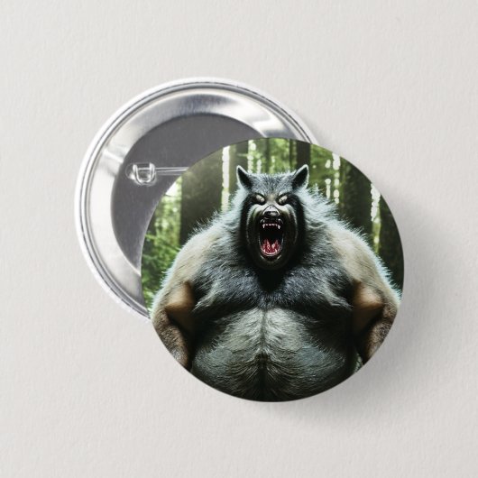 Werewolf die de hele dorpsknop aandoet ronde button 5,7 cm (Voorkant /achterkant)