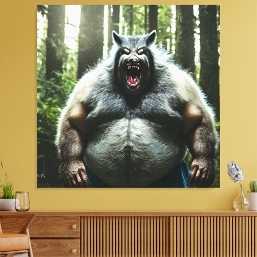 Werewolf die het hele dorp afdrukt canvas afdruk (Insitu (Woonkamer))