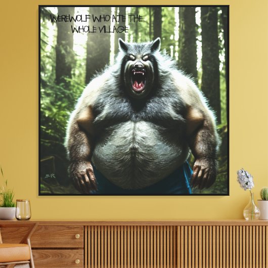 Werewolf die het hele dorp afdrukt canvas afdruk (Insitu (Woonkamer))