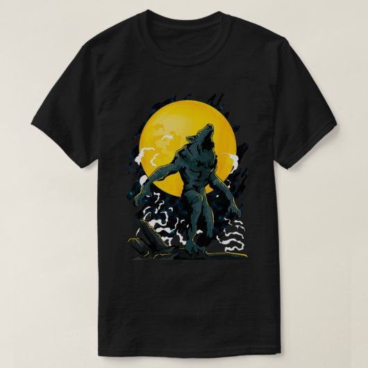 Werewolf die naar de volle maan kijkt t-shirt (Design voorkant)
