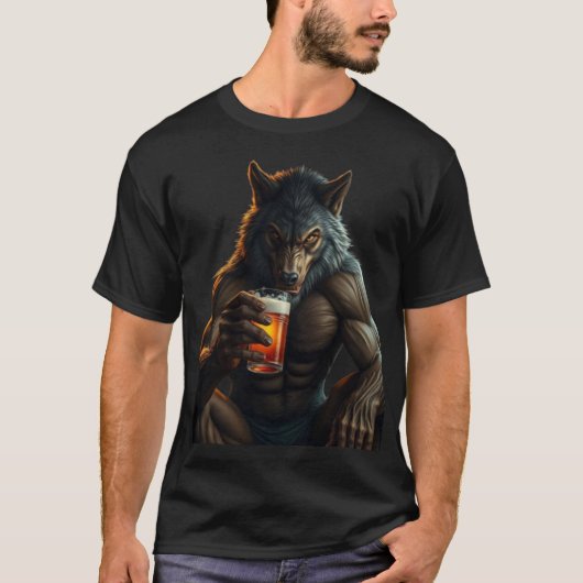 werewolf drinking beer t-shirt (Voorkant)