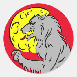 WEREWOLF EN EEN VOLLEDIGE MOON HALLOWEEN-STICKER RONDE STICKER
