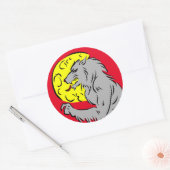 WEREWOLF EN EEN VOLLEDIGE MOON HALLOWEEN-STICKER RONDE STICKER (Envelop)