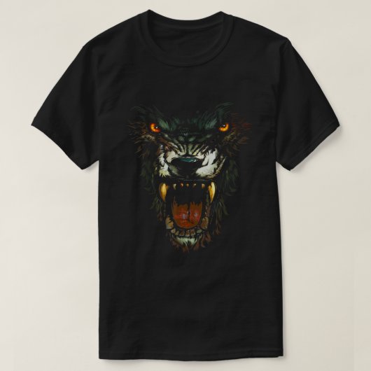 Werewolf Face Lycan Gothic Horror Occult Scary Hal T-shirt (Design voorkant)