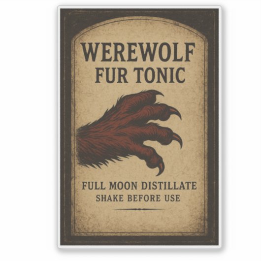 Werewolf Fur Tonic - Halloween Apothecary Label (Voorkant)
