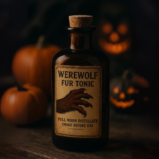 Werewolf Fur Tonic - Halloween Apotheek Label