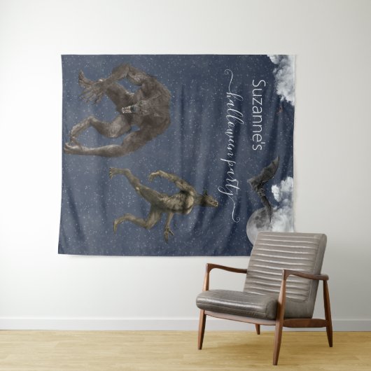 Werewolf Halloween-feest achtergronddecoratie Wandkleed (In Situ (horizontaal))