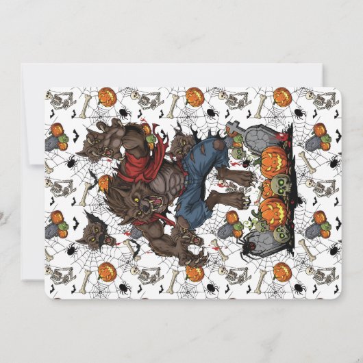 🎃 Werewolf Halloween Invite Card 🐺 Kaart (Achterkant)
