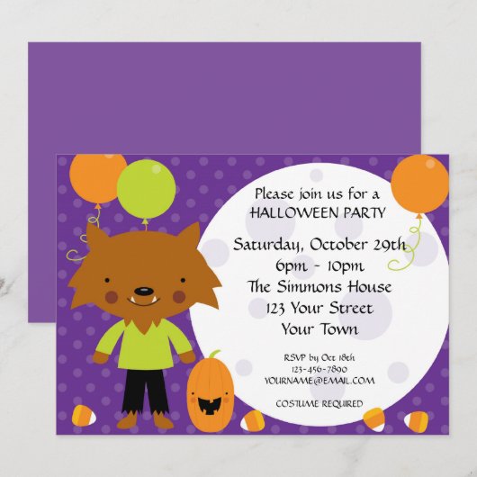 Werewolf Halloween Party Kaart (Voorkant / Achterkant)