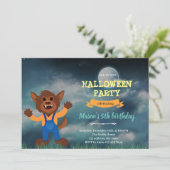 Werewolf halloween verjaardagsuitnodiging bedankkaart (Staand voorkant)