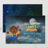 Werewolf halloween verjaardagsuitnodiging bedankkaart (Voorkant / Achterkant)