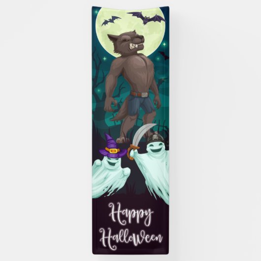 Werewolf - Happy Halloween Spandoek (Verticaal)