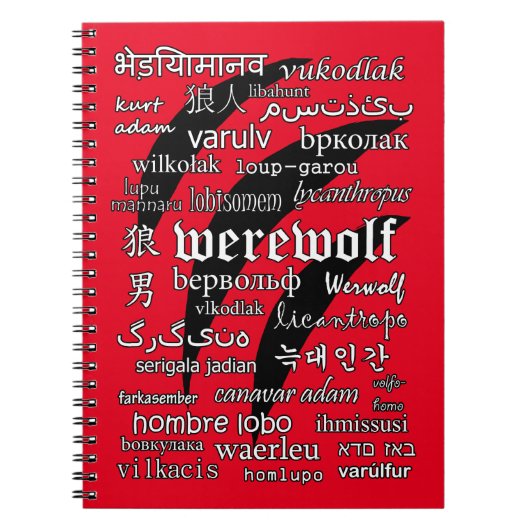 Werewolf in 33 talen Spiral Photo-notebook Notitieboek (Voorkant)