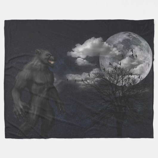 WEREWOLF in het MOONLIGHT Fleece Deken (Voorkant (Horizontaal))