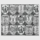 Werewolf Manuscript Wrapping Paper zwart-wit Cadeaupapier (Vlak)