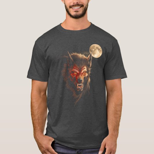 Werewolf Moon Horror Howl Wolf Halloween Creature  T-shirt (Voorkant)