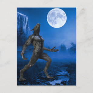 Werewolf Moon Landscape halloween Briefkaart