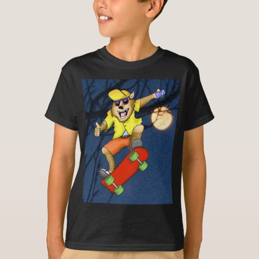 Werewolf Skateboarder Boys T-Shirt (Voorkant)