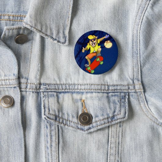 Werewolf Skateboarder Button (In situ)