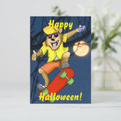 Werewolf Skateboarder Halloween Party Invitation Kaart (Staand voorkant)