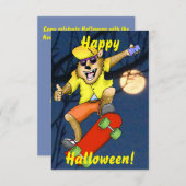 Werewolf Skateboarder Halloween Party Invitation Kaart (Voorkant / Achterkant)