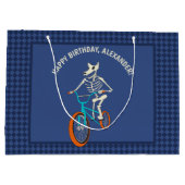 Werewolf Skeleton on a BMX Bike Boys Birthday Groot Cadeauzakje (Achterkant)