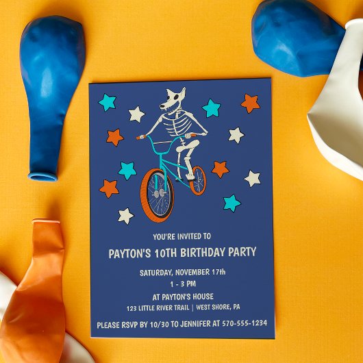Werewolf Skeleton on a BMX Bike Boys Birthday Kaart