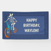 Werewolf Skeleton on a BMX Bike Boys Birthday Spandoek (Horizontaal)