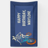 Werewolf Skeleton on a BMX Bike Boys Birthday Spandoek (Verticaal)