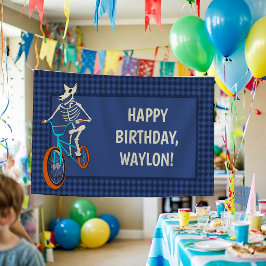 Werewolf Skeleton on a BMX Bike Boys Birthday Spandoek