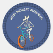 Werewolf Skeleton on a BMX Bike Personalized Ronde Sticker (Voorkant)
