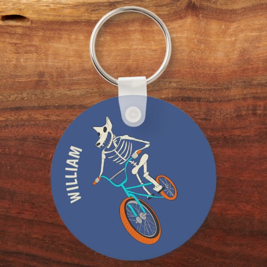 Werewolf Skeleton on a BMX Bike Personalized Sleutelhanger (Voorkant)