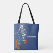 Werewolf Skeleton Riding a BMX Bike Personalized Tote Bag (Achterkant)