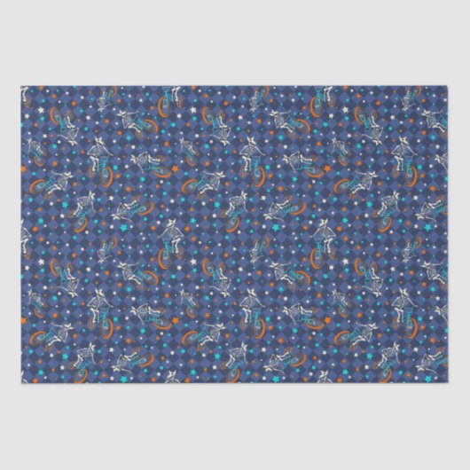 Werewolf Skeletons and BMX Bikes Patterned Tissuepapier (Voorkant)