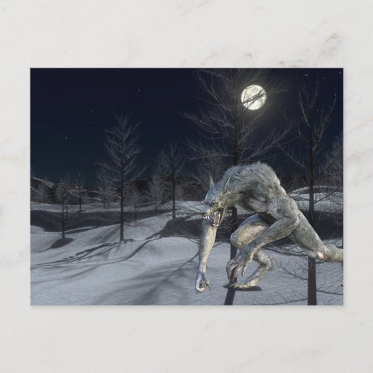 Werewolf Sneeuw Winter Schrik Halloween Briefkaart (Voorkant)