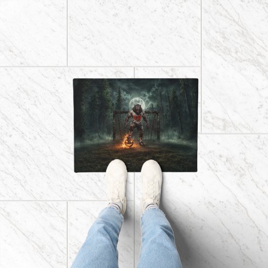 Werewolf Soccer Player Halloween Horror Art Deurmat (Binnen)