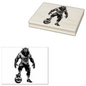 Werewolf Soccer Player Halloween Horror Art Rubberstempel (Gestempeld)