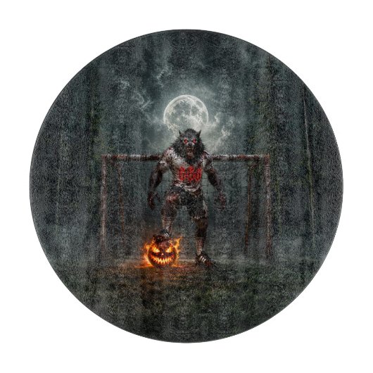 Werewolf Soccer Player Halloween Horror Art Snijplank (Voorkant)