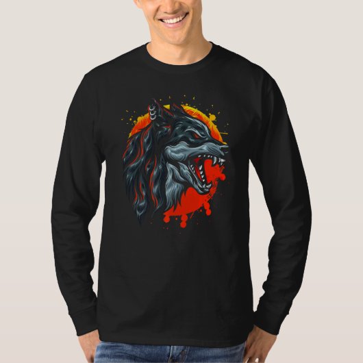 Werewolf Sunset for Wolves Fans T-shirt (Voorkant)