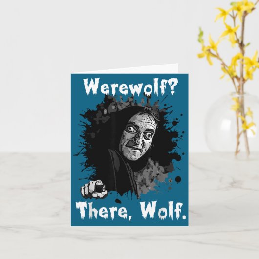 Werewolf_ There, Wolf. Funny Abby Normal Retro Com Kaart (Gele Bloem)
