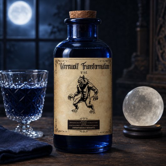 Werewolf-transformatie-elixir: omarm het beest wijn etiket