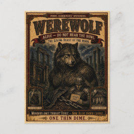 Werewolf, Vintage Circus Monster Briefkaart