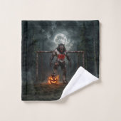 Werewolf-voetbalspeler Halloween-horror kunst Bad Handdoek (Wasdoekje)