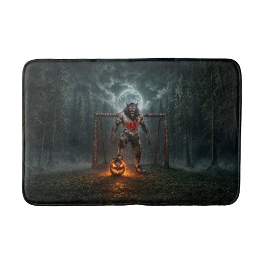 Werewolf-voetbalspeler Halloween-horror kunst Badmat (Voorkant)