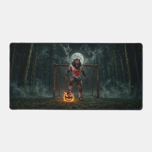 Werewolf-voetbalspeler Halloween-horror kunst Bureaumat (Voorkant)