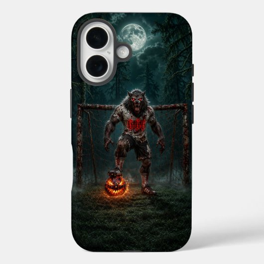 Werewolf-voetbalspeler Halloween-horror kunst Case-Mate iPhone Case (Achterkant)