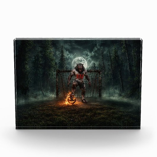 Werewolf-voetbalspeler Halloween-horror kunst Fotoblokken (Voorkant)