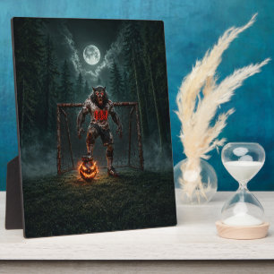 Werewolf Voetbalspeler Halloween Horror Kunst Fotoplaat